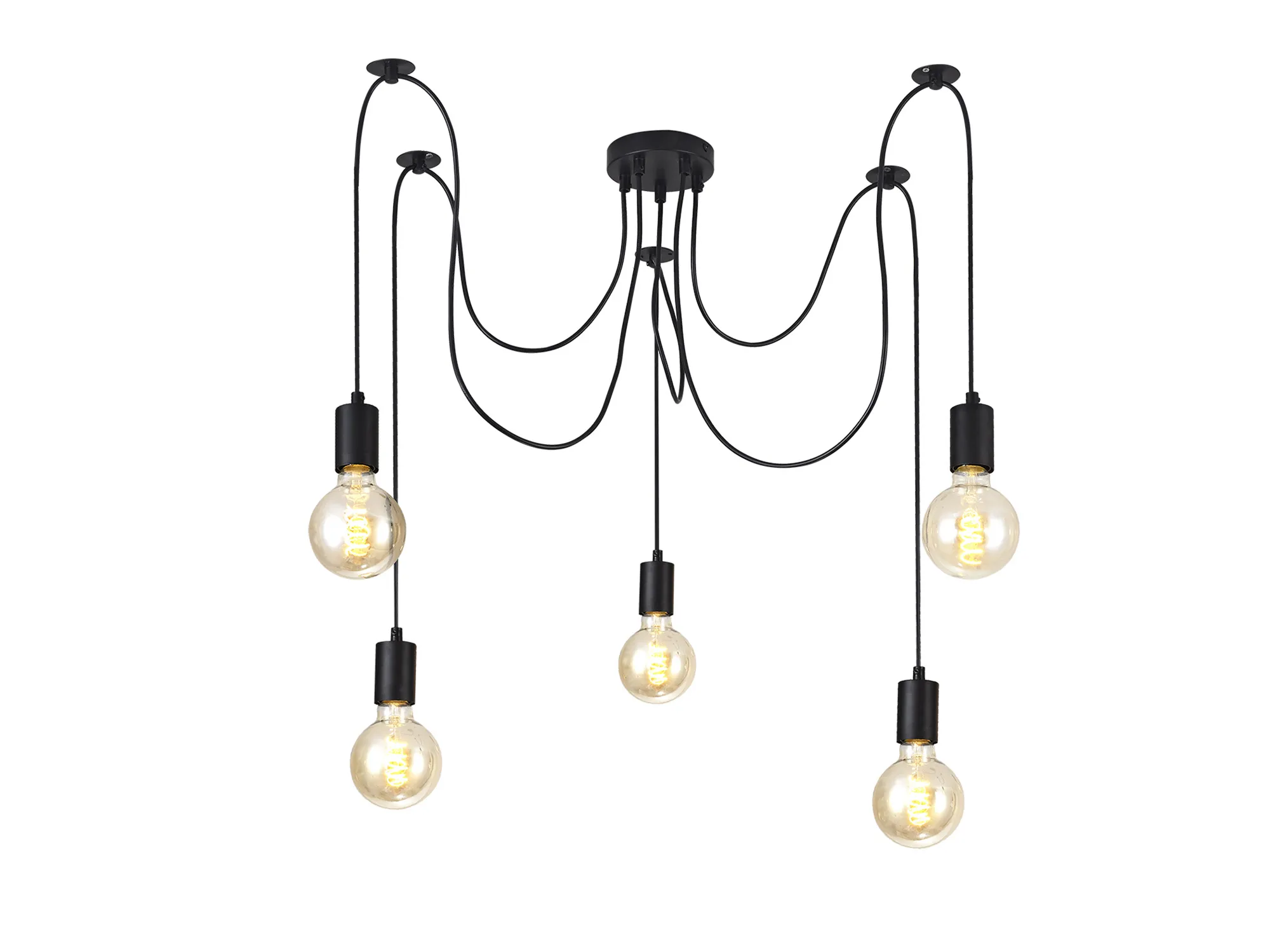 D0631  Dreifa Spider Pendant 5 Light Matt Black